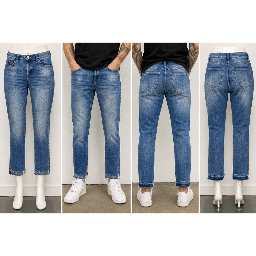 Jolt Women’s Jeans Size 3/26W Blue Stretch Skinny Raw Hem Distressed Y2K